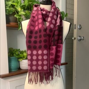 Cashmink V. Fraas Soft scarf Made in Germany reversible pink polka dots GUC 64"